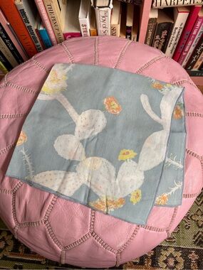 Desert Cactus Floral Square Scarf - Pale Blue